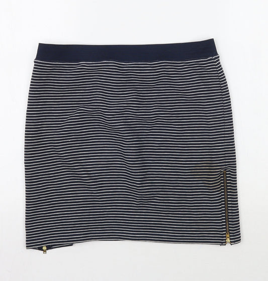 Warehouse Womens Blue Striped Rayon A-Line Skirt Size 14