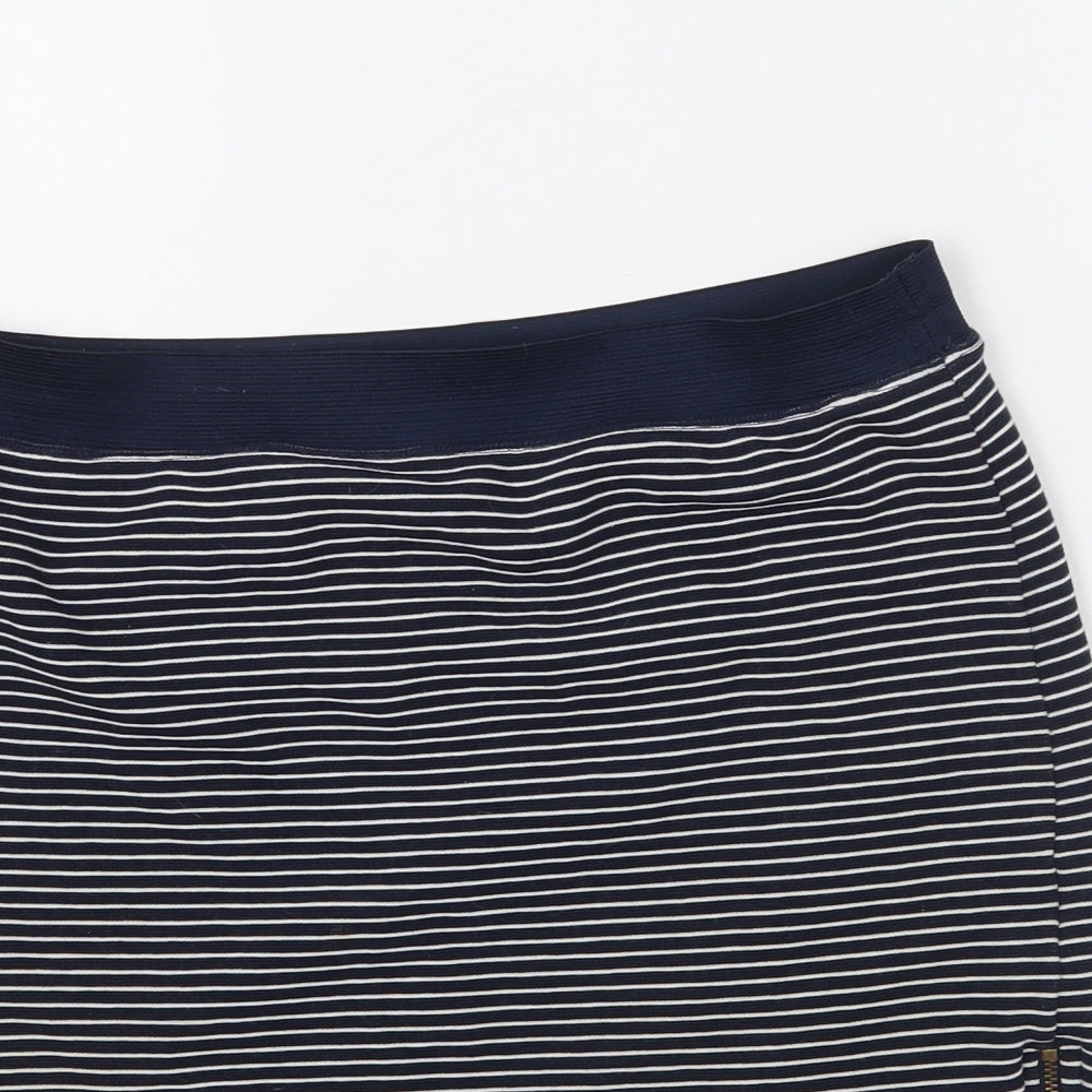 Warehouse Womens Blue Striped Rayon A-Line Skirt Size 14