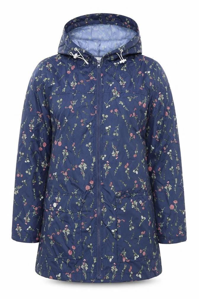 ann de lancay Womens Blue Floral  Jacket Coat Size S