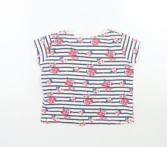 Primark Girls White Striped  Basic T-Shirt Size 2 Years