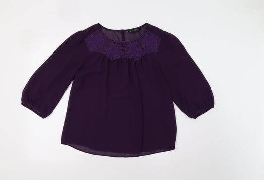 Dorothy P Womens Purple   Basic Blouse Size 14