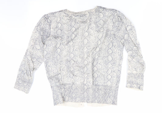 Dorothy Perkins Womens Grey Animal Print  Cardigan Jumper Size 14