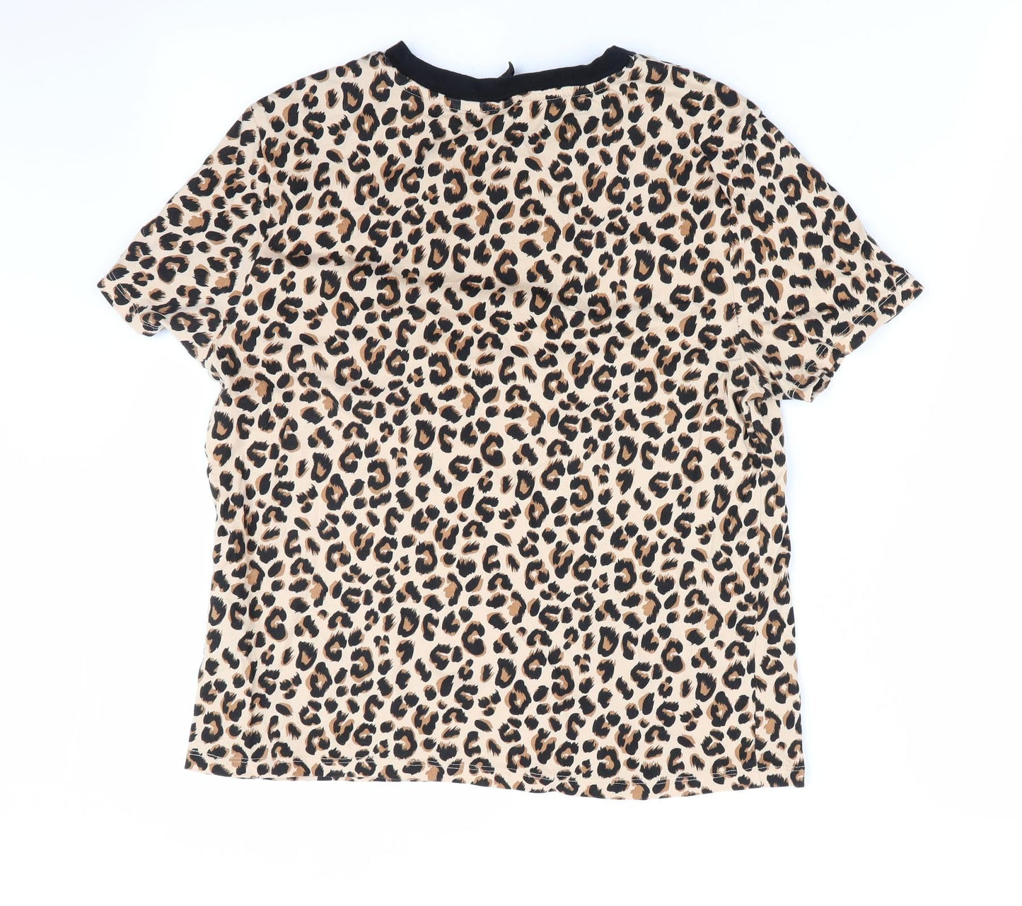 Divided Womens Beige Animal Print  Basic T-Shirt Size 10