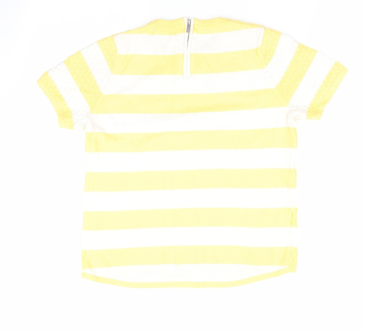 NEXT Womens Yellow Striped  Pullover Jumper Size 10  - Back Zip