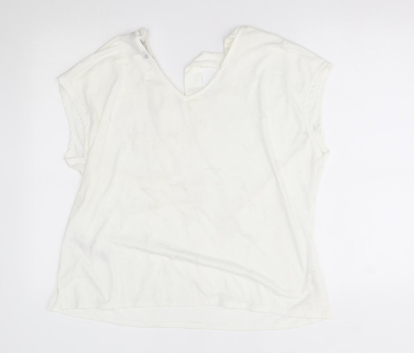 Dorothy Perkins Womens White   Basic Blouse Size 16  - ties on neck