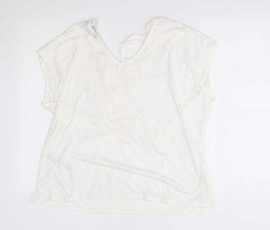 Dorothy Perkins Womens White   Basic Blouse Size 16  - ties on neck