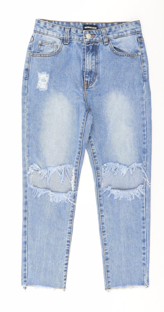 MOMOKROM Womens Blue   Straight Jeans Size 8 L24 in