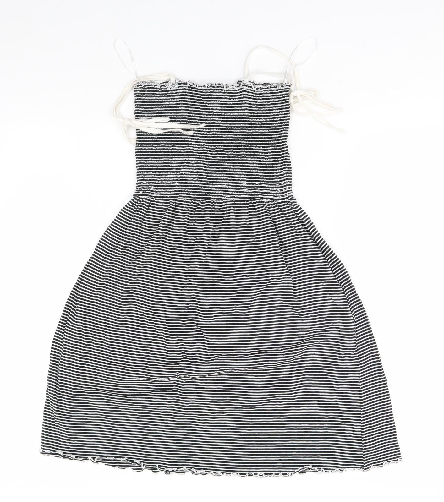 New Look Womens Black Striped  A-Line  Size 10