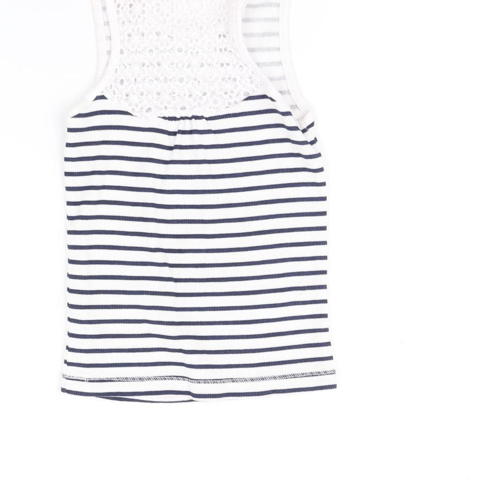George Girls Blue Striped  Basic T-Shirt Size 6-7 Years