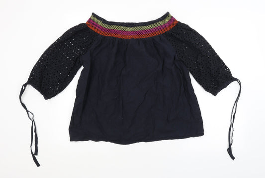 Papaya Womens Black Striped  Basic Blouse Size 14