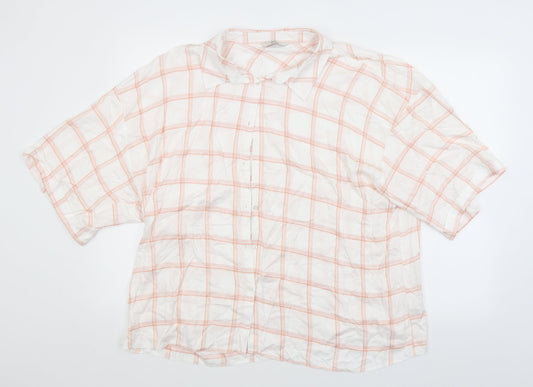 GOERGE Womens White Check  Basic Button-Up Size 22