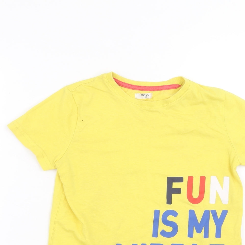 Preworn Girls Yellow   Basic T-Shirt Size 8 Years