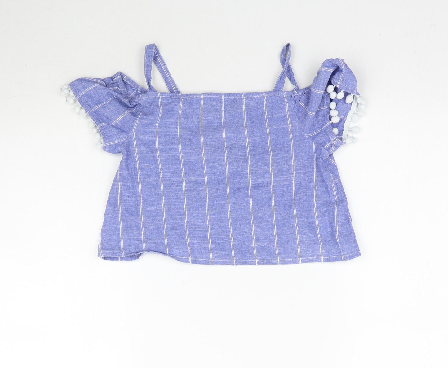 M&Co Girls Blue Striped  Basic Blouse Size 9 Years