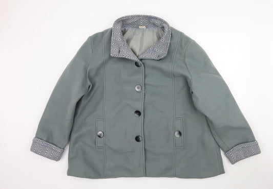 Anne De Lancay Womens Green   Overcoat Coat Size XL