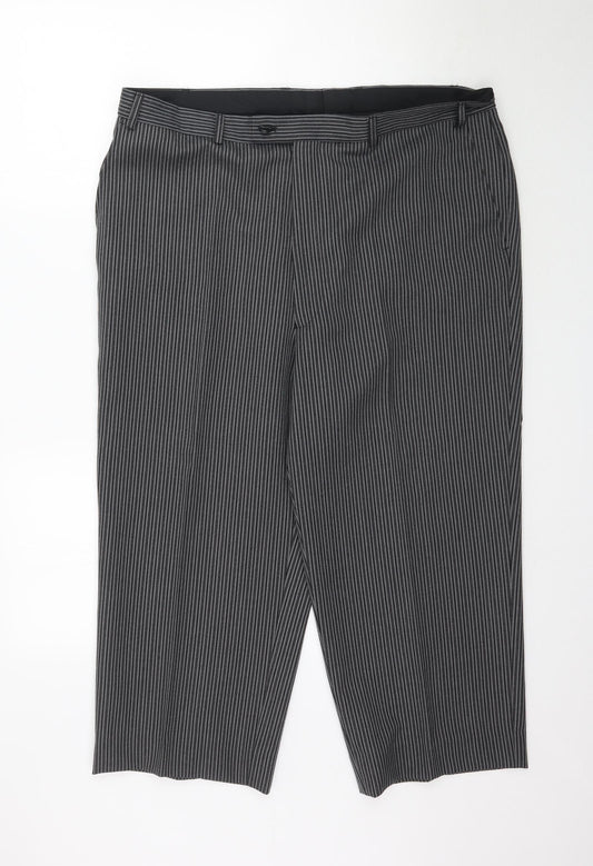 Preworn Womens Grey Striped  Trousers  Size L L23 in