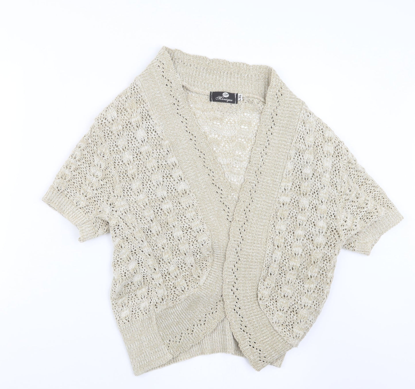 Monique Womens Beige  Knit Cardigan Jumper Size L