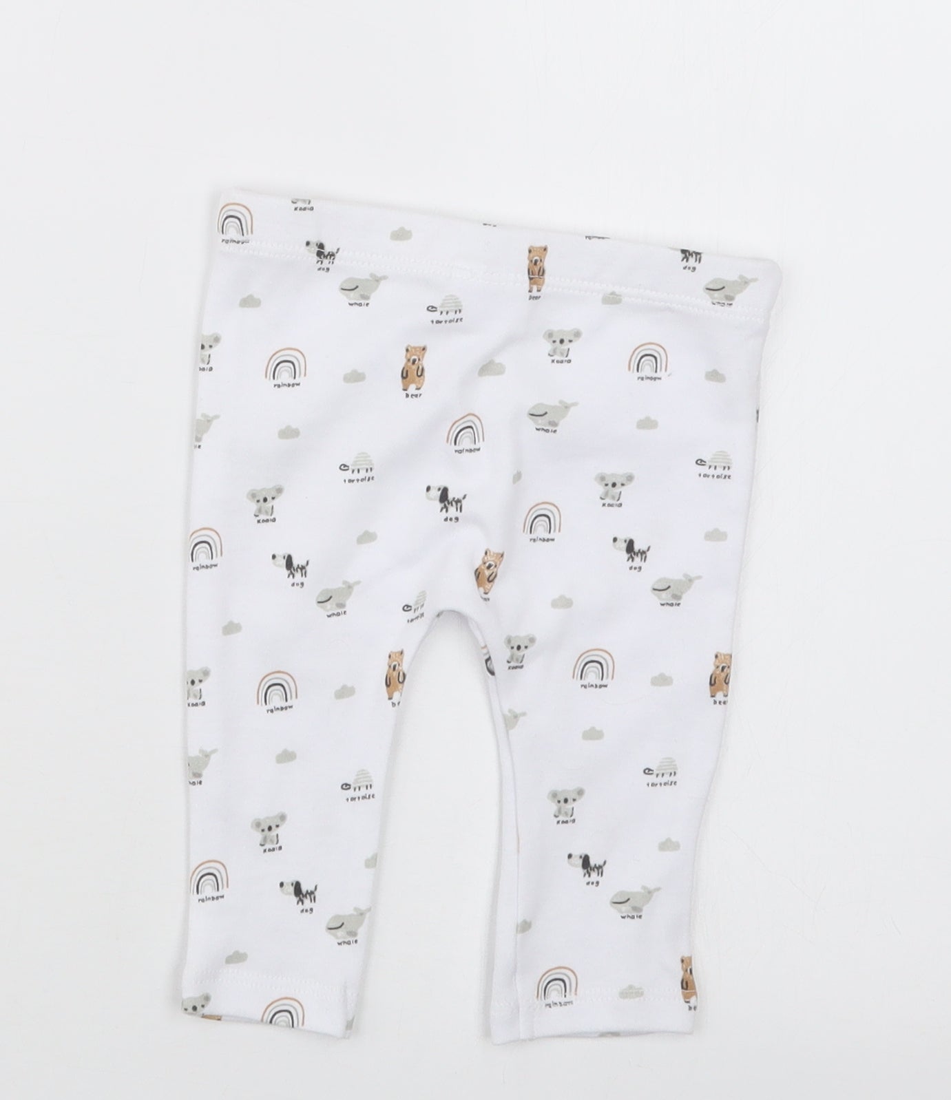 F&F Baby White Geometric  Capri Trousers Size 0-3 Months