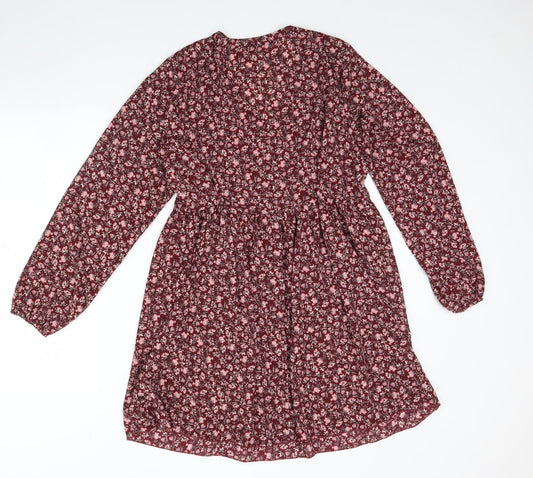 SheIn Womens Purple Floral  Fit & Flare  Size S