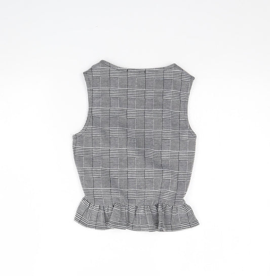 Boohoo Womens Black Plaid  Basic Tank Size 8