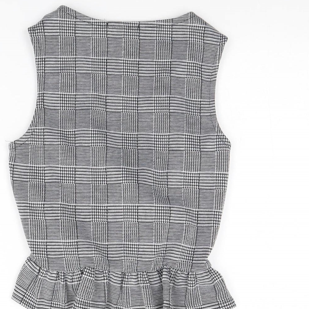 Boohoo Womens Black Plaid  Basic Tank Size 8