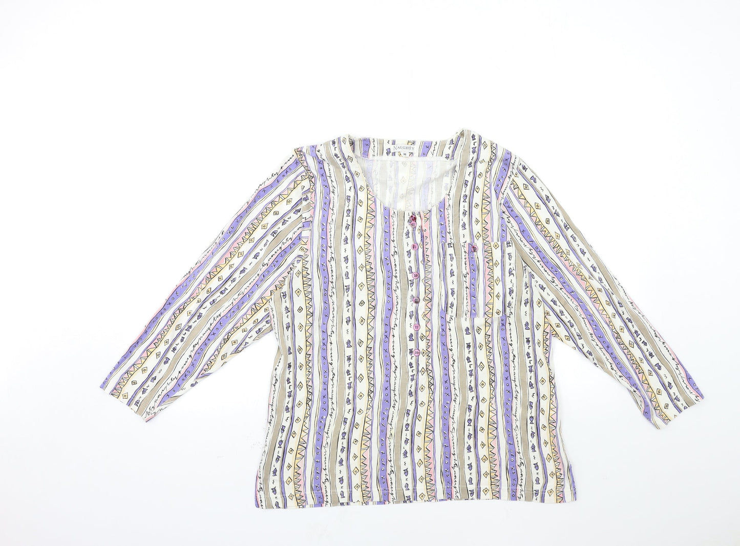 Naughty Womens Purple Striped  Basic T-Shirt Size M