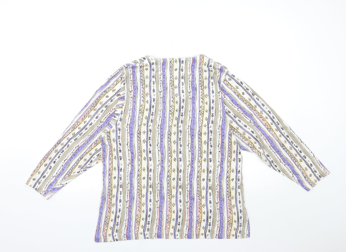 Naughty Womens Purple Striped  Basic T-Shirt Size M