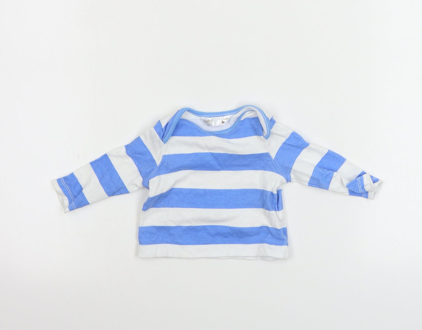 M&Co Boys White Striped  Basic T-Shirt Size 3-6 Months