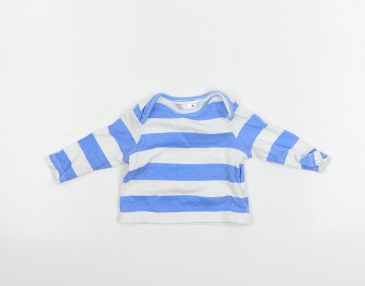 M&Co Boys White Striped  Basic T-Shirt Size 3-6 Months