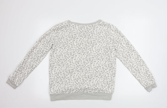 Avenue Womens White Animal Print  Pullover Jumper Size 10