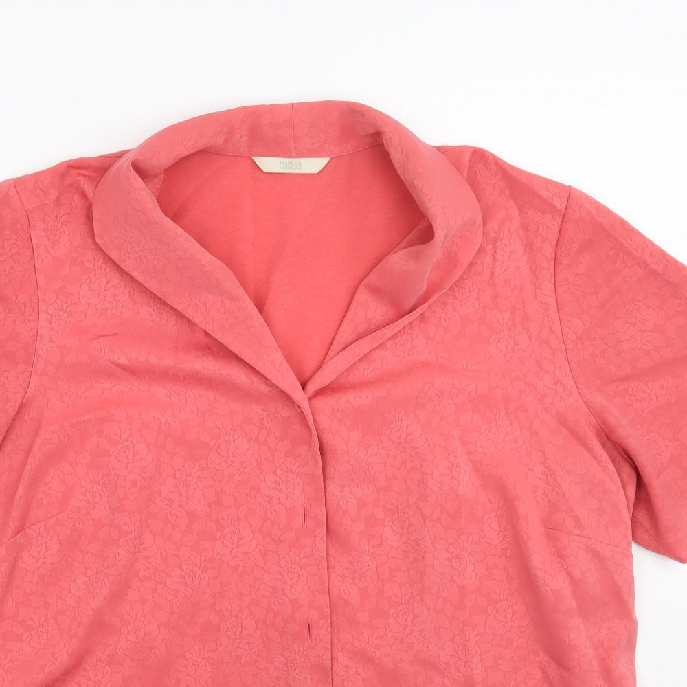 Marks and Spencer Womens Pink Floral  Basic Button-Up Size 16