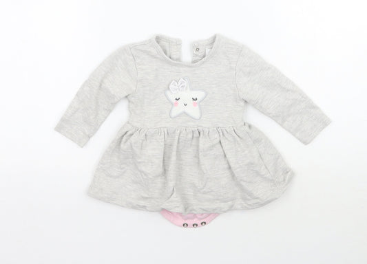 Minoti Girls Grey   Babygrow One-Piece Size 0-3 Months