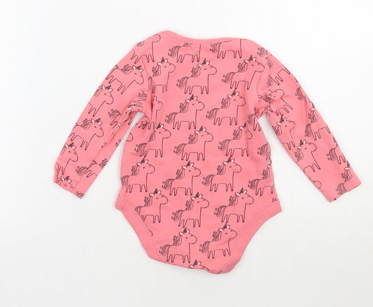 Fed&flo Girls Pink Geometric  Babygrow One-Piece Size 9-12 Months