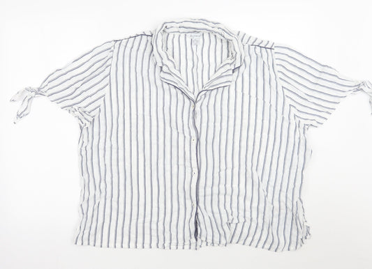 Love to lounge Womens White Striped  Basic Button-Up Size XL