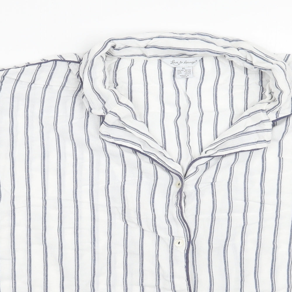 Love to lounge Womens White Striped  Basic Button-Up Size XL