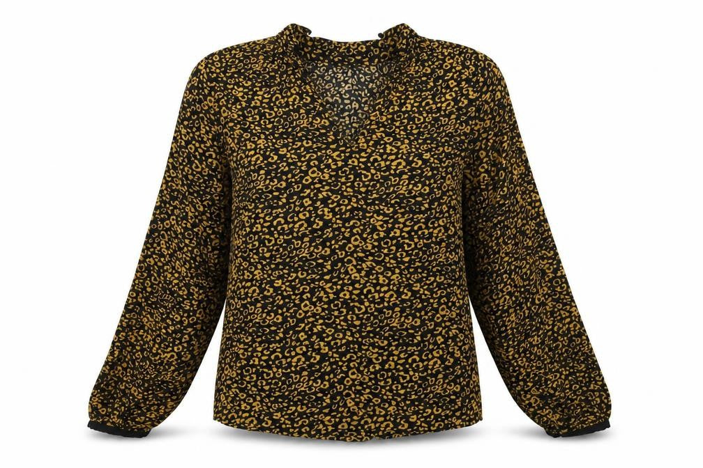 M&S Womens Black Animal Print  Basic Blouse Size 6