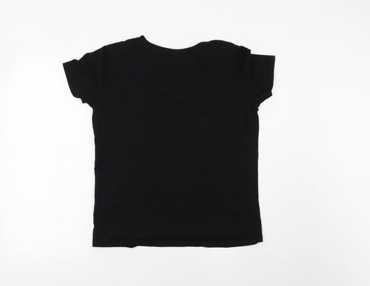 Sinsay Womens Black   Basic T-Shirt Size M  - Santa Paws