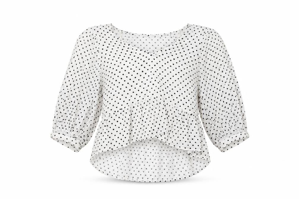 Stradivarius Womens White Polka Dot  Basic Blouse Size S