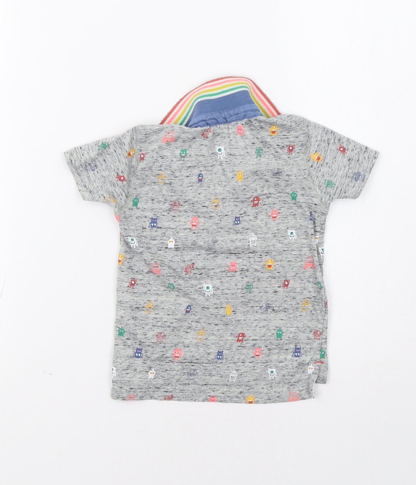 Primark Baby Grey   Basic Polo Size 9-12 Months  - Monster Print