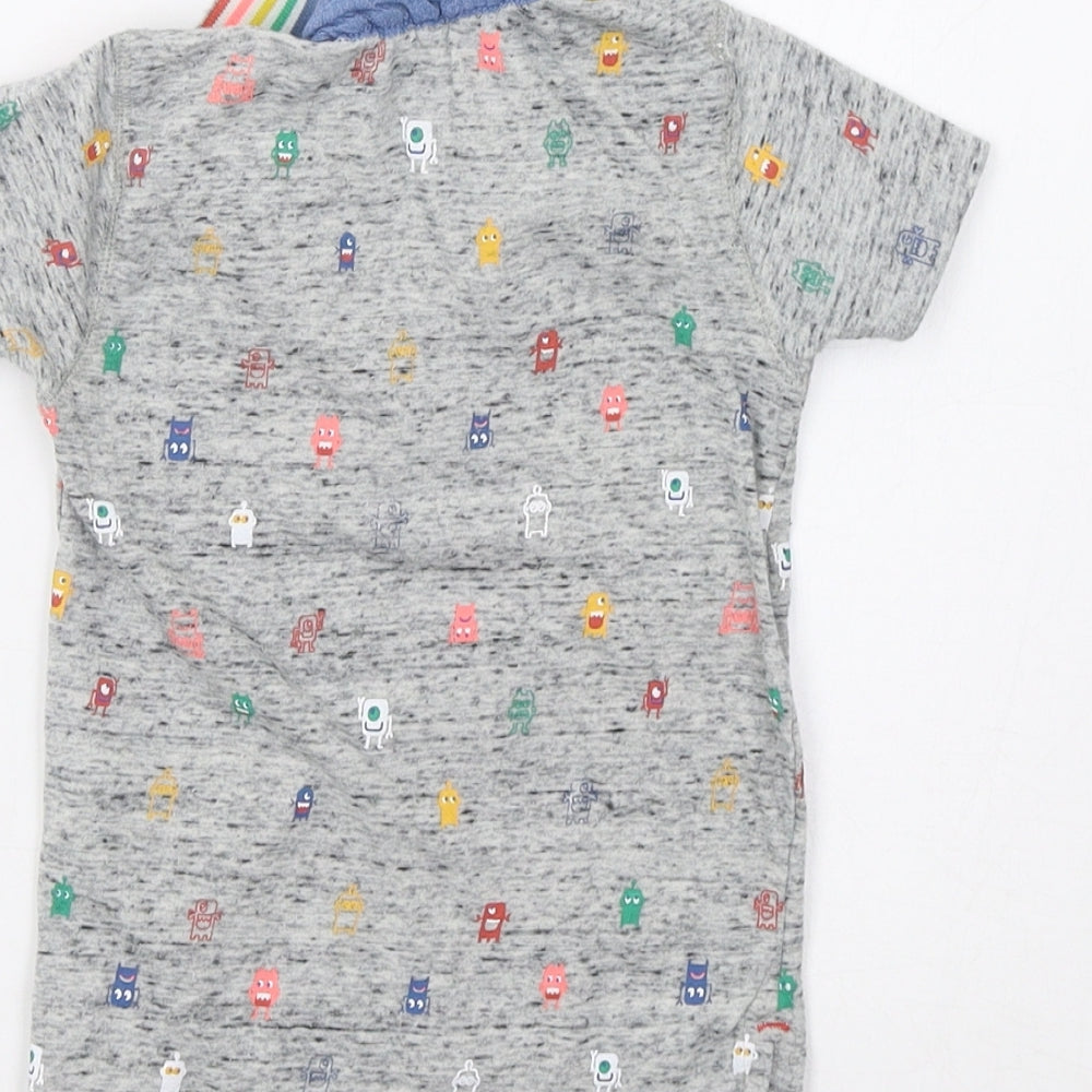 Primark Baby Grey   Basic Polo Size 9-12 Months  - Monster Print