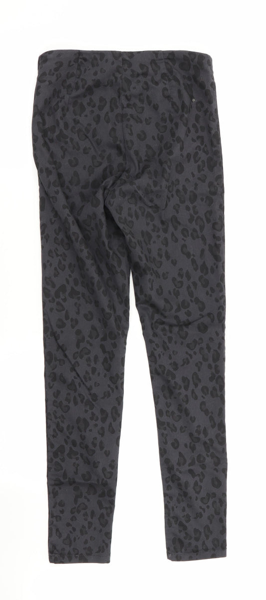 Divided Womens Black Animal Print  Jegging Trousers Size 6 L28 in - Side Zip
