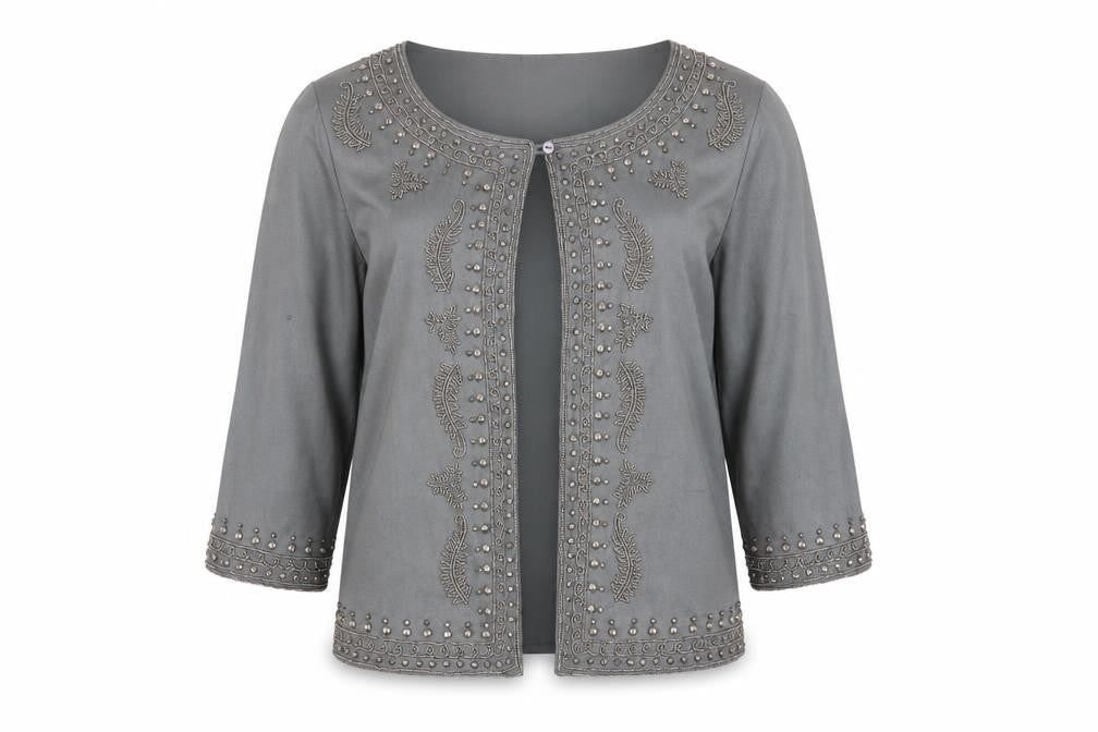 Mariko Womens Grey Floral  Jacket  Size S