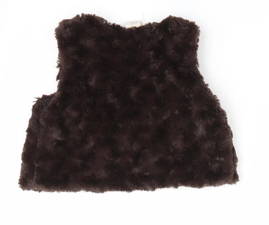 H&M Girls Brown   Gilet Waistcoat Size 18 Months  - Faux Fur