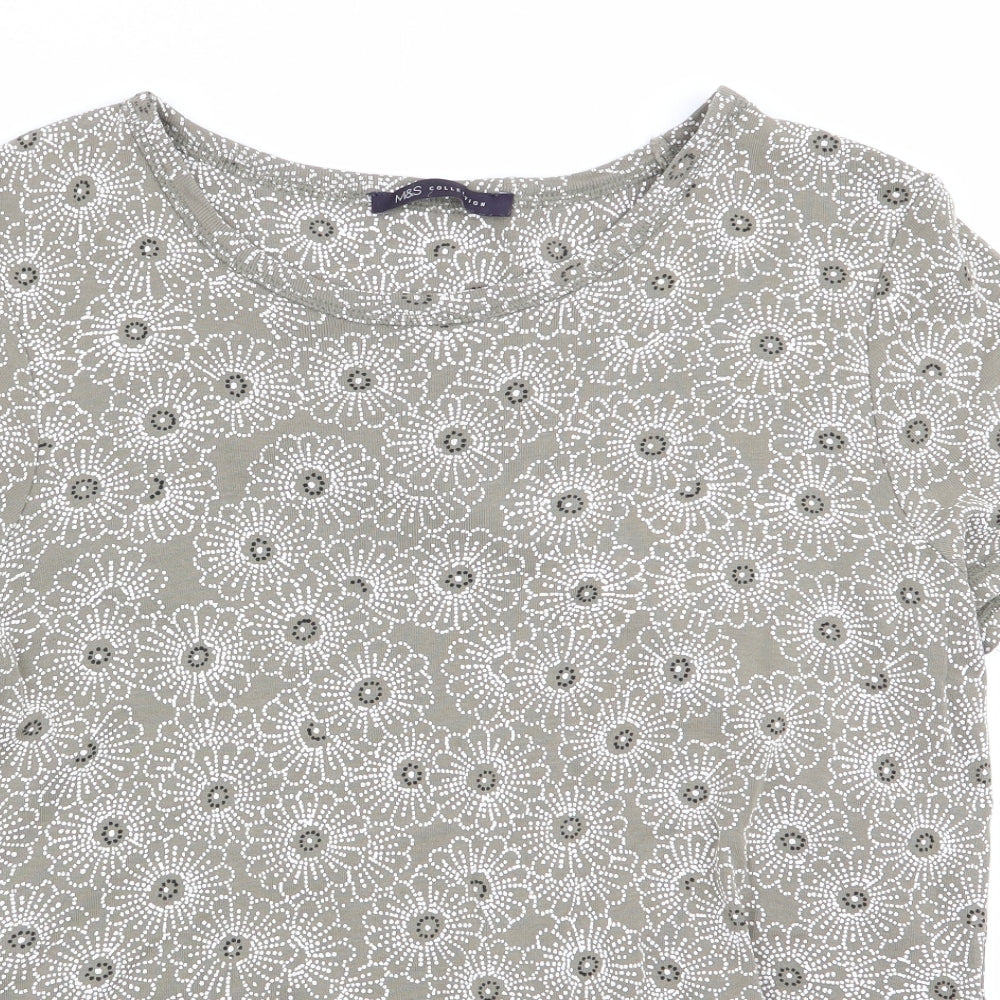 Marks and Spencer Womens Green Floral  Basic T-Shirt