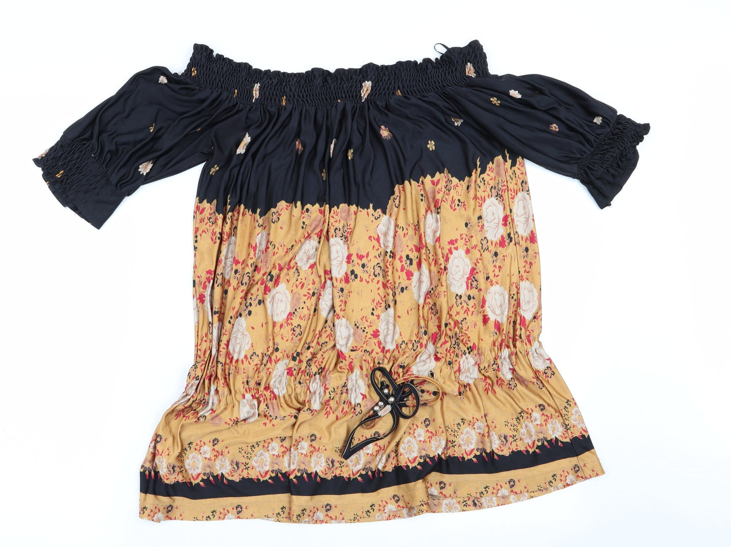 MNG Suit Womens Orange Floral  Basic Blouse Size 10