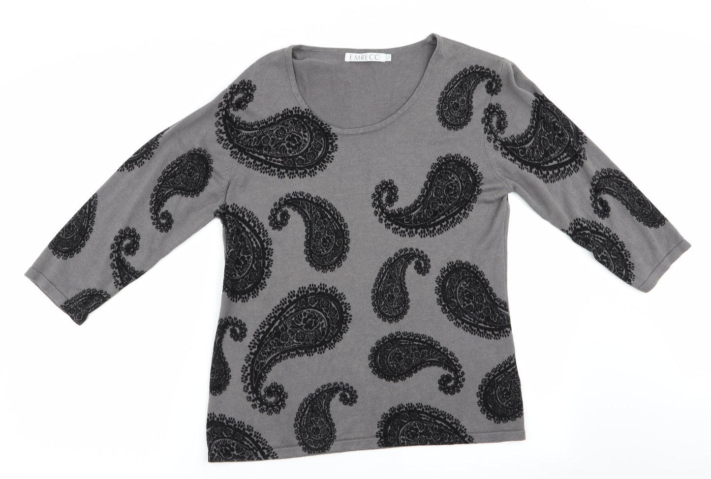 Emreco Womens Grey Paisley  Pullover Jumper Size 16