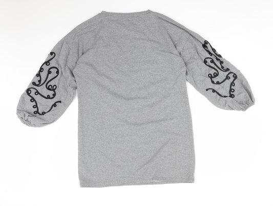 Preworn Womens Grey Geometric  Pullover Sweatshirt