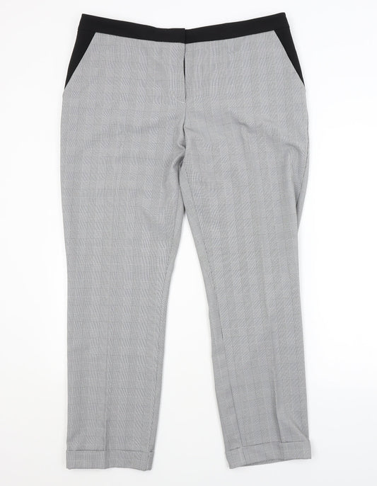 Preworn Womens Grey Check  Trousers  Size 16 L29 in