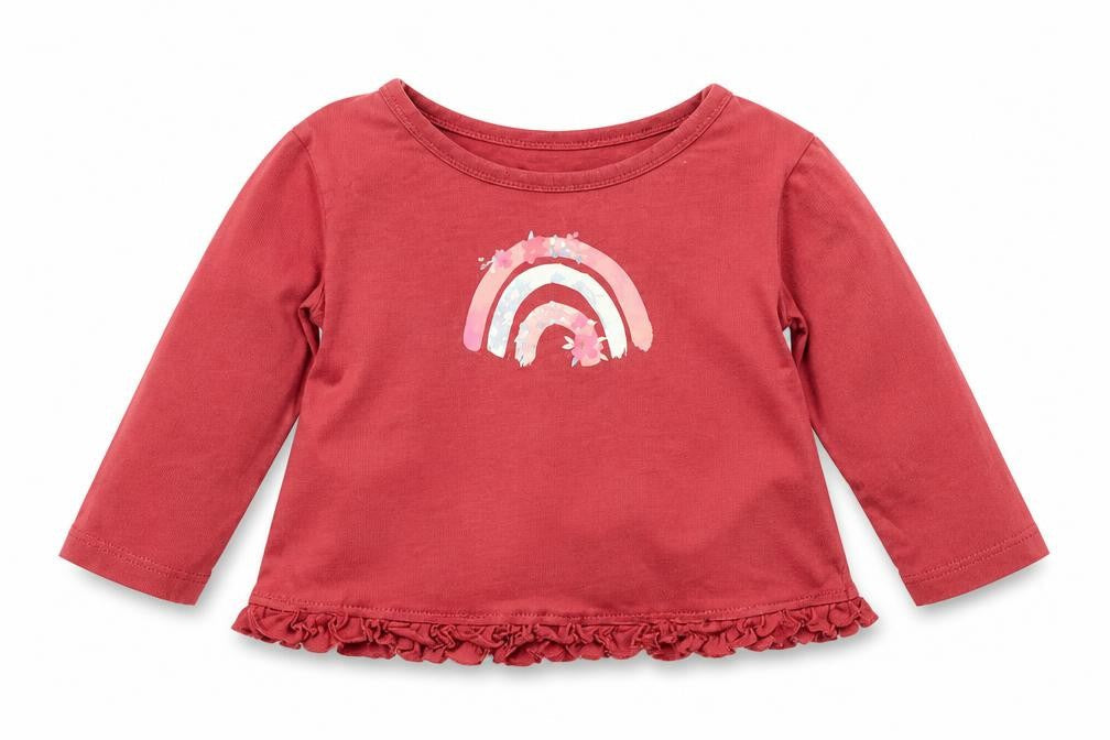 George Baby Red   Basic T-Shirt Size 3-6 Months  - rainbow