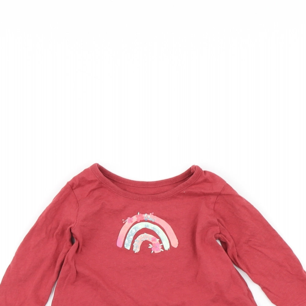 George Baby Red   Basic T-Shirt Size 3-6 Months  - rainbow