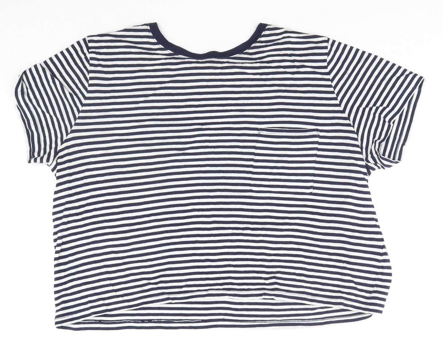 H&M Womens White Striped  Basic T-Shirt Size M
